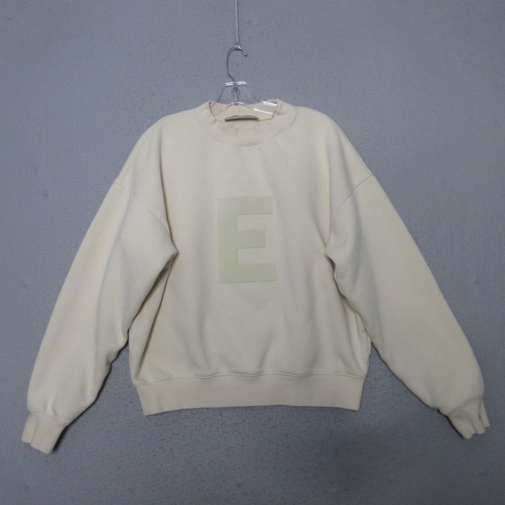 Fear of God Essentials Kids Sweatshirt Cream E Logo Pullover Crewneck Streetwear